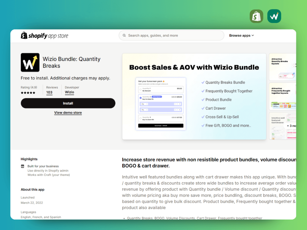 Wizio Volume Discount Shopify App