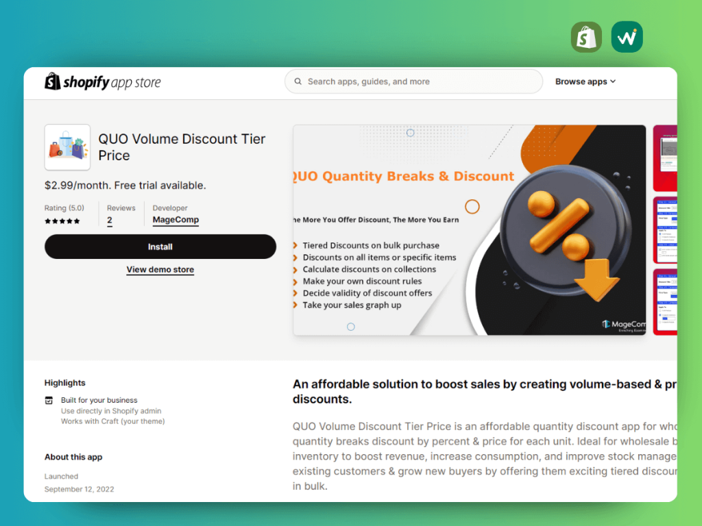 MageComp Shopify Qty discount tier price app