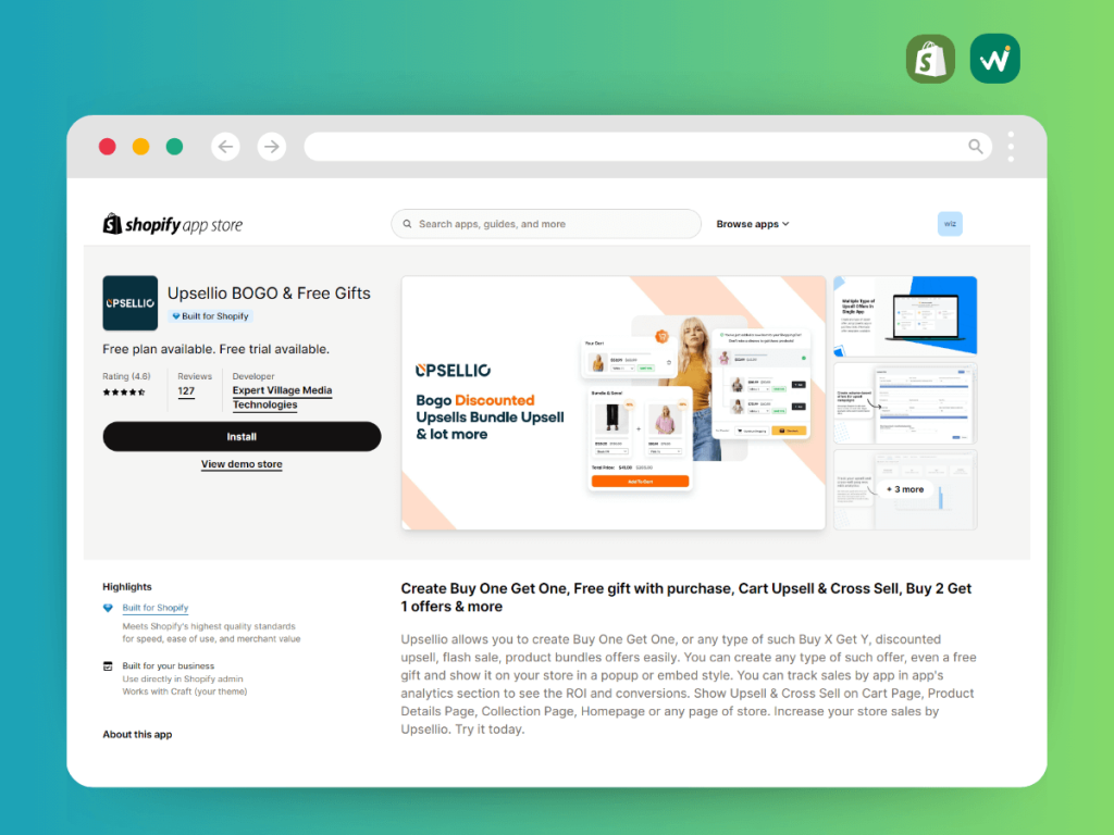 Upsellio Shopify BOGO App & Free Gifts