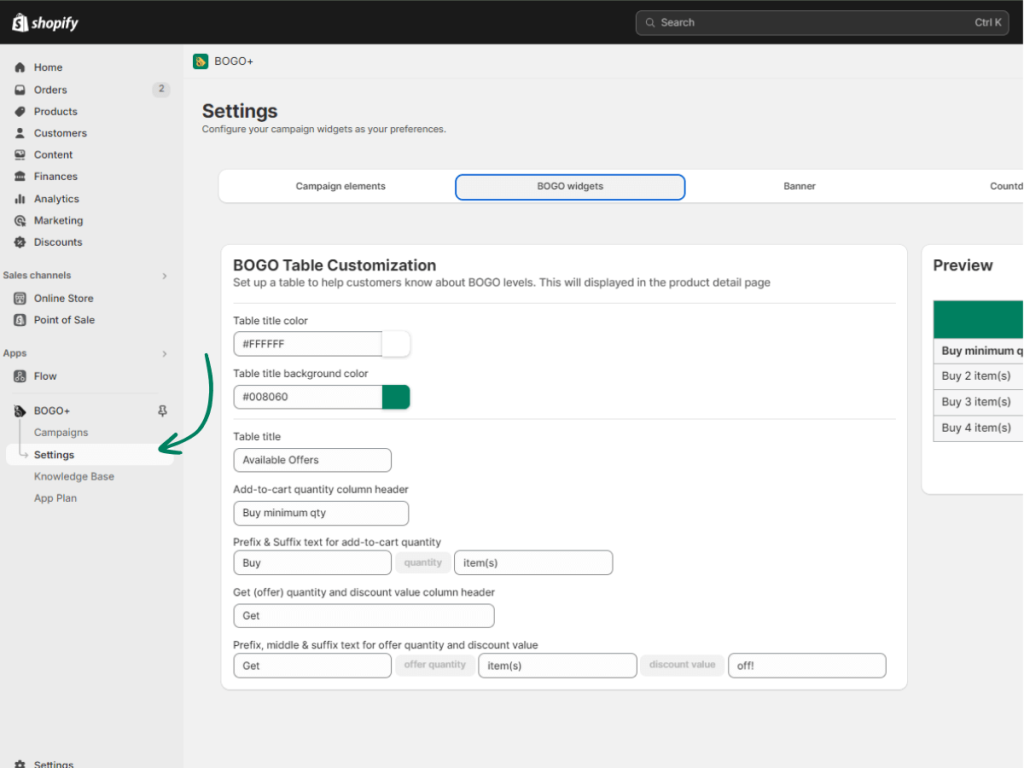 How To Make a BOGO Sale on Shopify? Step 6: (Optional) Customize widget appearance (pop-ups, timers).