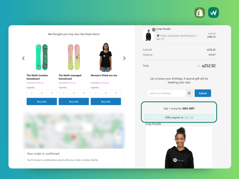 cross selling and upsell at checkout, post purchase upsell