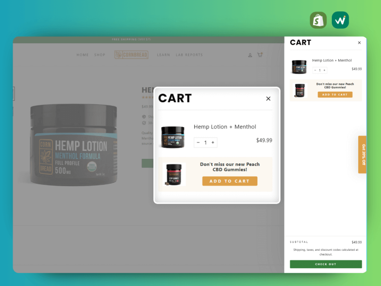 ajax cart upsell, upsell incart examples