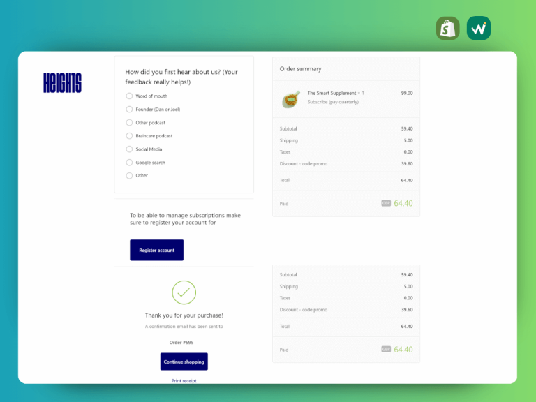 Post purchase upsell example