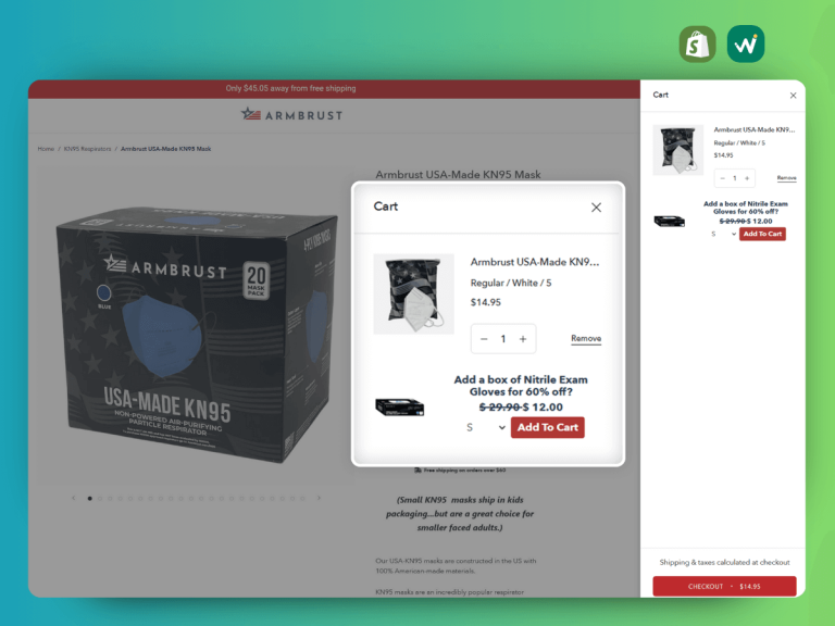 discount upsell, upsell incart examples