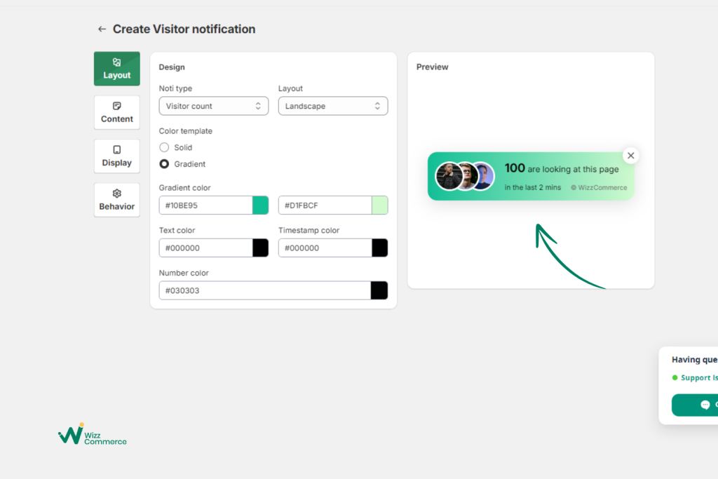 customize display of pop-up