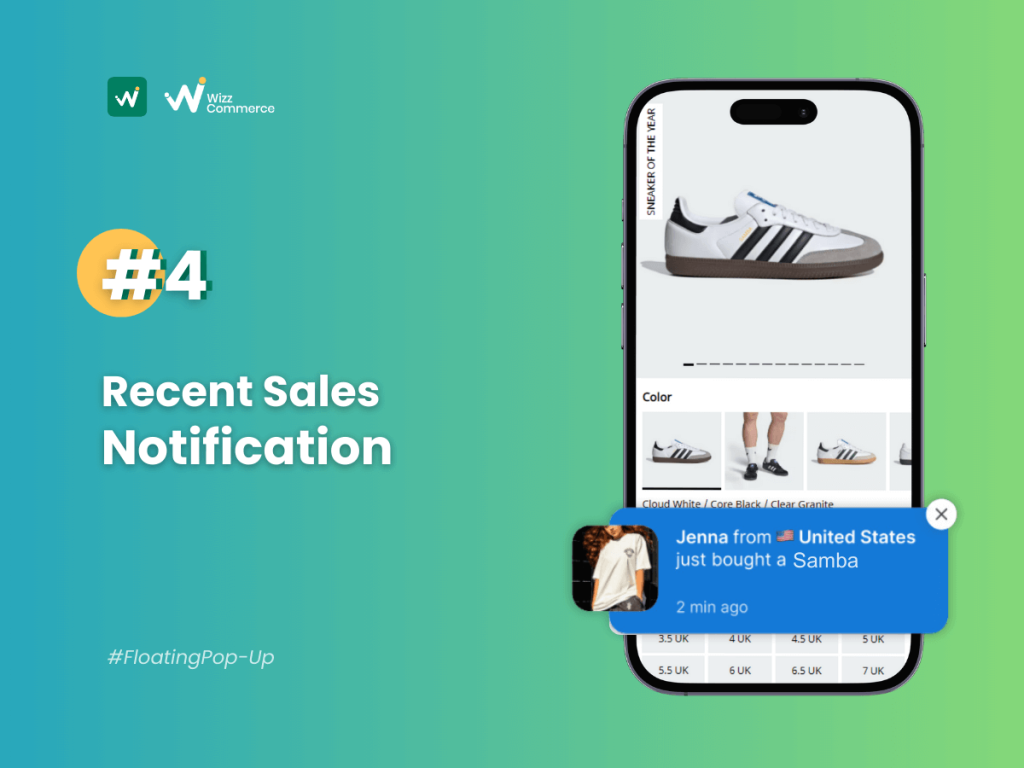 recent sales popup notification