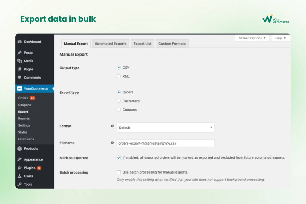 woocommerce to shopify, export data in bulk