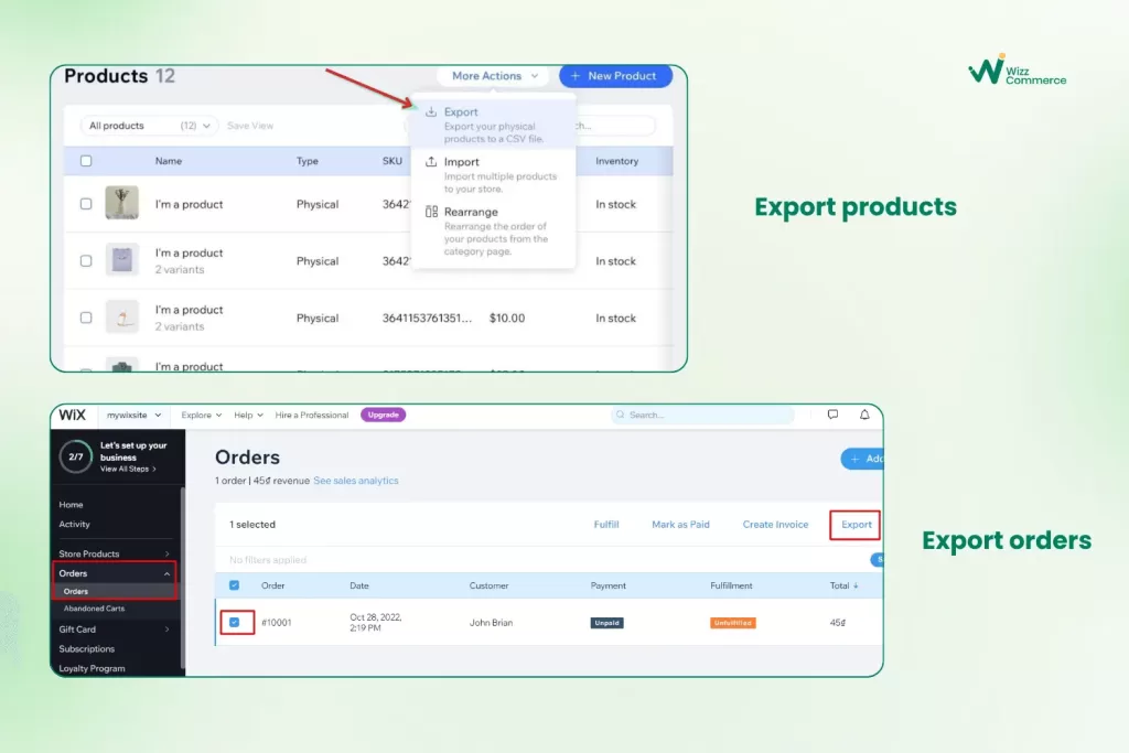 export products and customers from wix to shopify