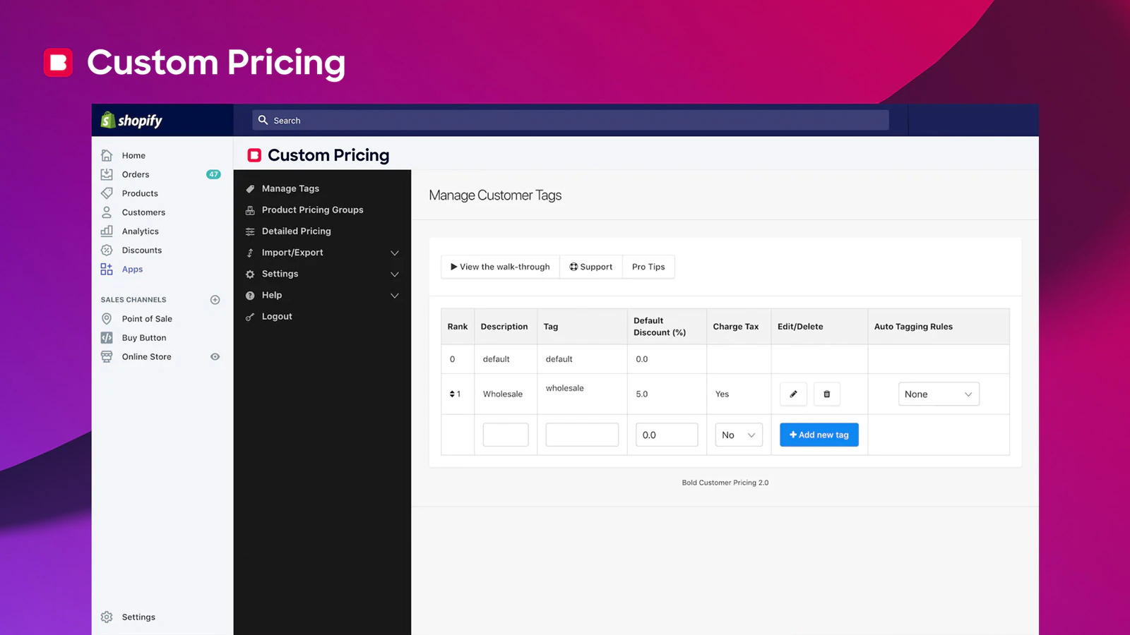 bold custom pricing shopify wholesale app