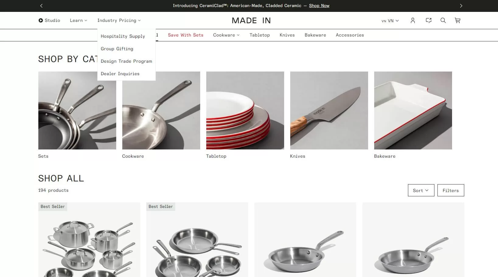 made in cookware homepage
