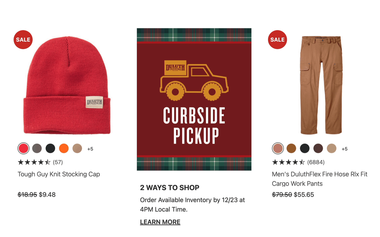 In-Grid BOPIS Promotion Banners for holiday marketing ideas