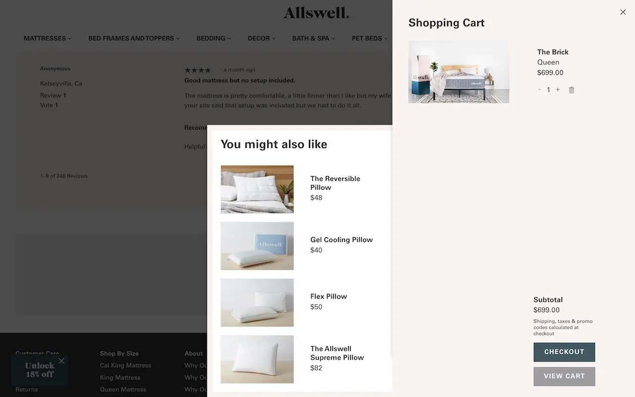 Allswell Product Recommendation Slide-in Popup shopify upsell
