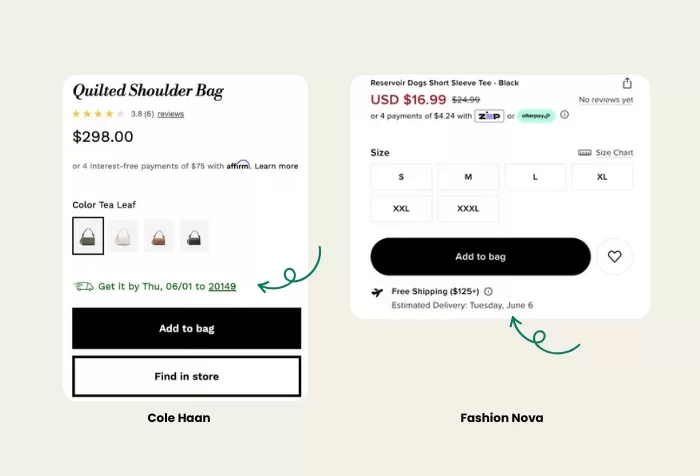 add estimated arrival date on product page in shopify