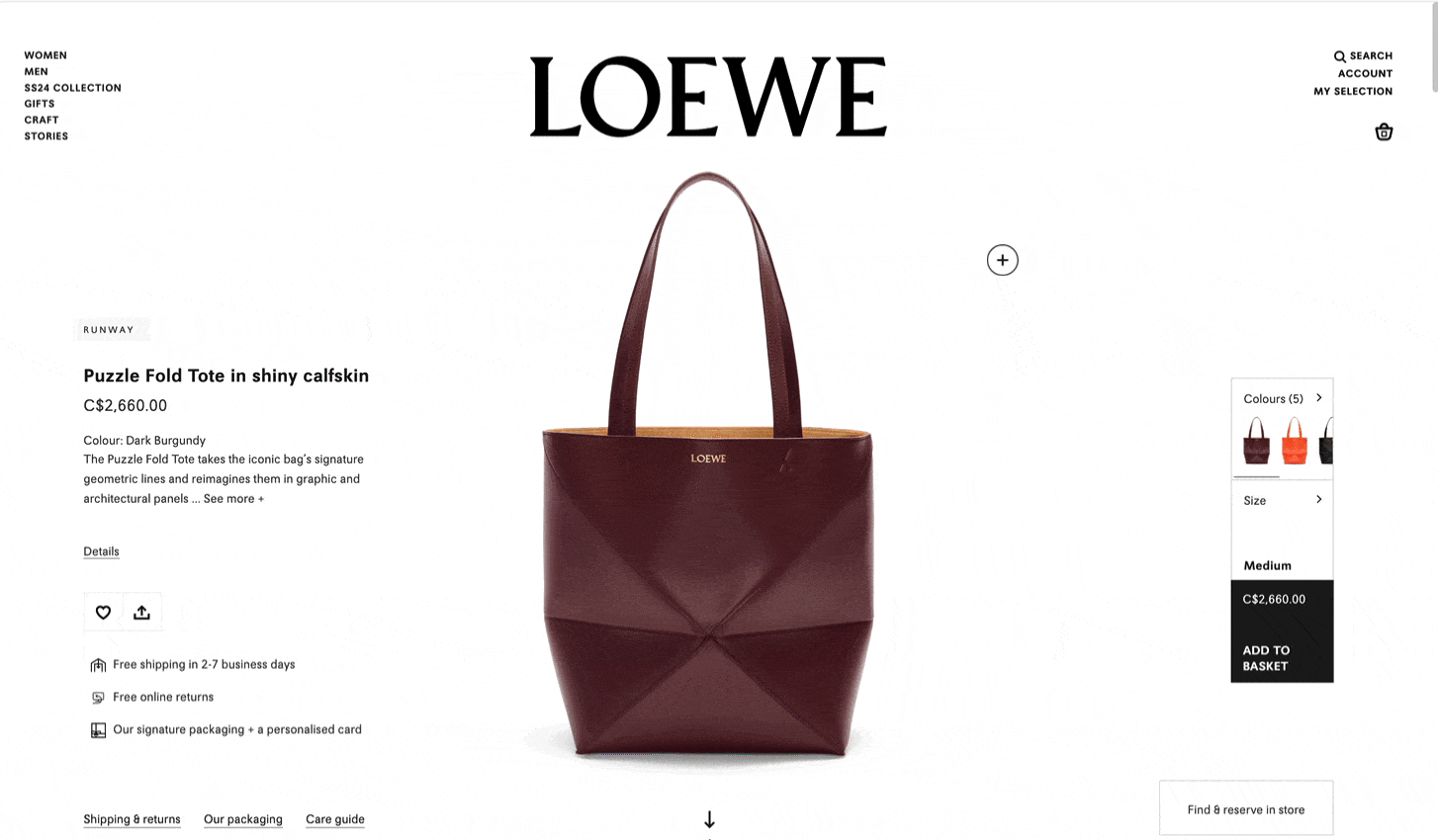 Shopify clothing store design example loewe
