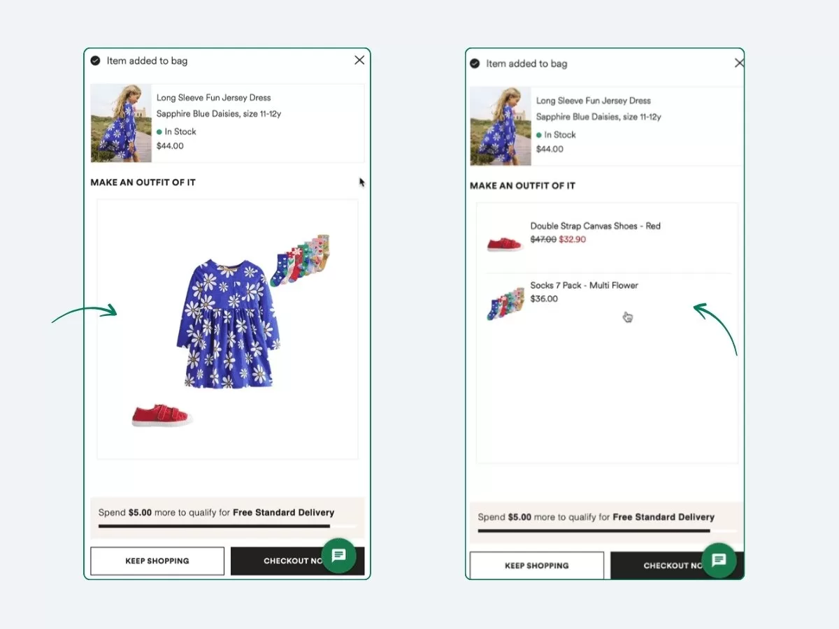 Example Make it an Outfit’ Mini-Cart Cross-Sell