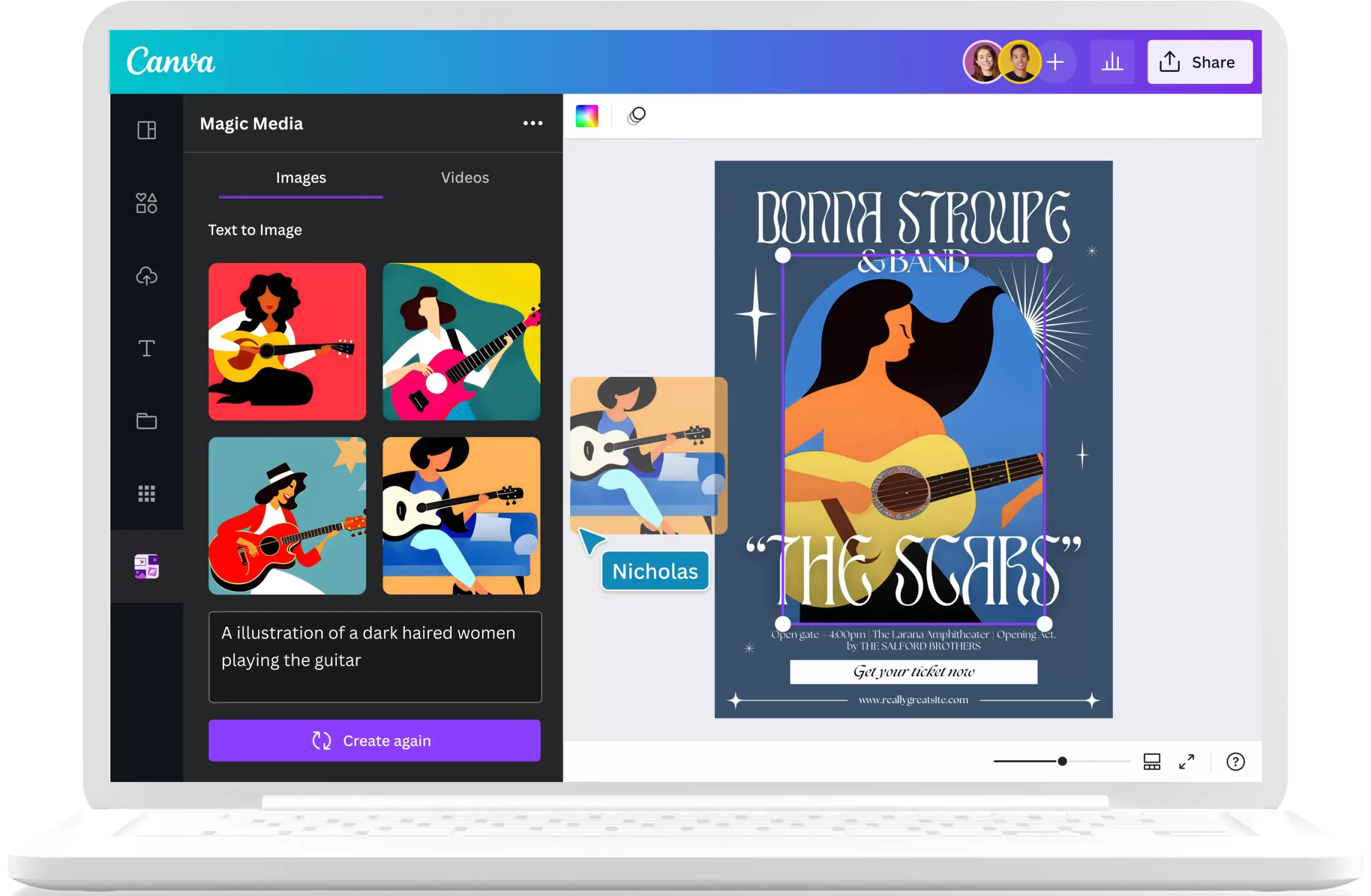Canva Ai generates images for social media