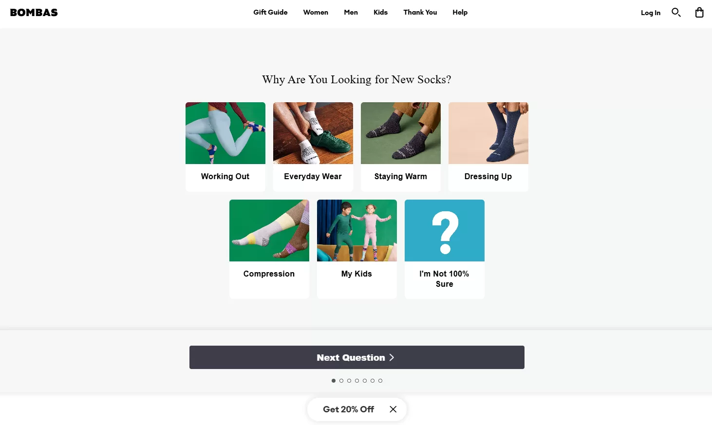 bombas product quiz example