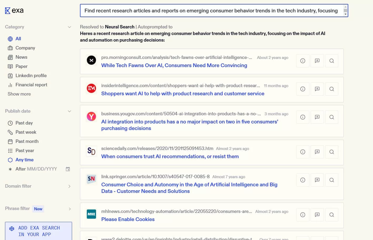 Exa ai search tools