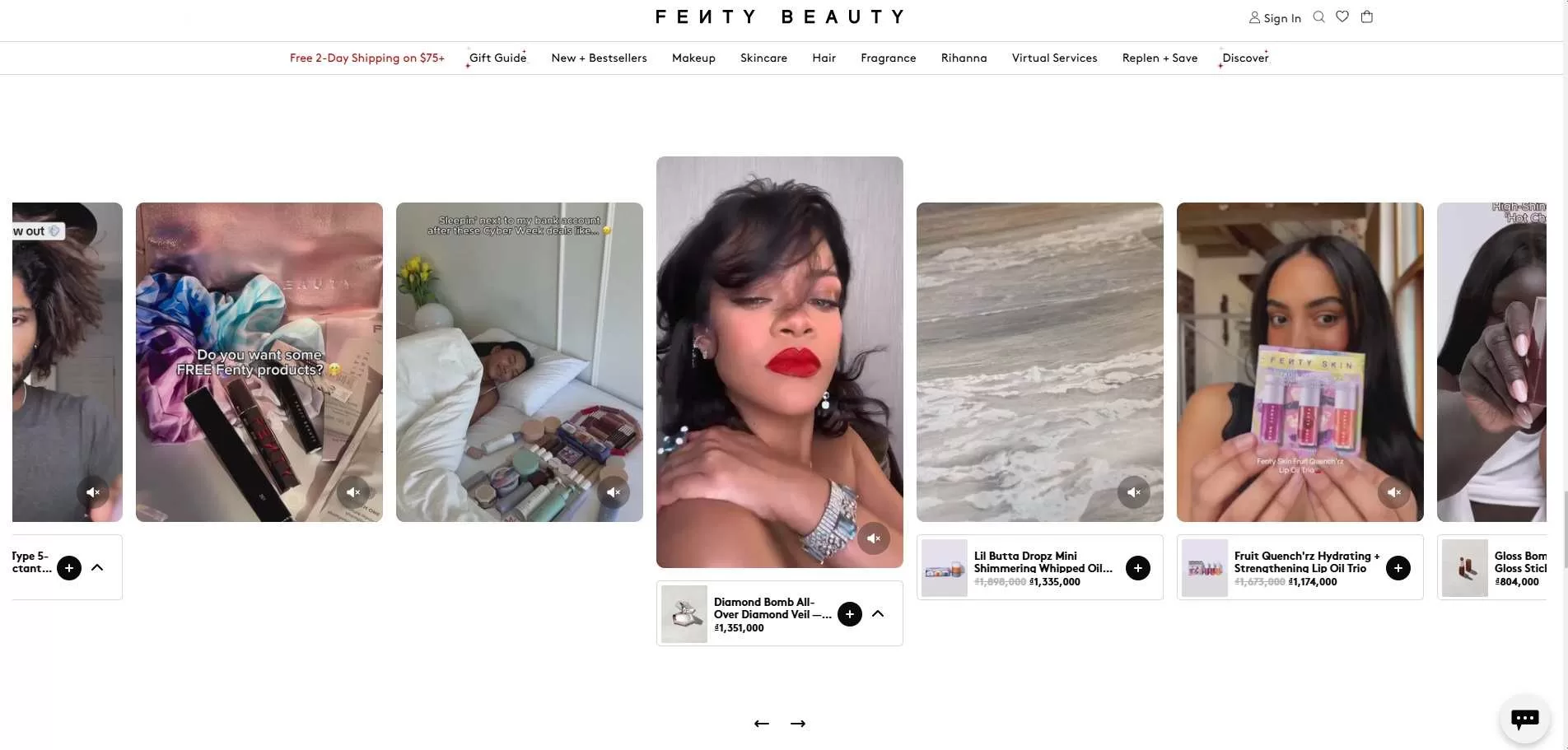 1. Fenty Beauty to Feature TikTok Videos on Homepage example