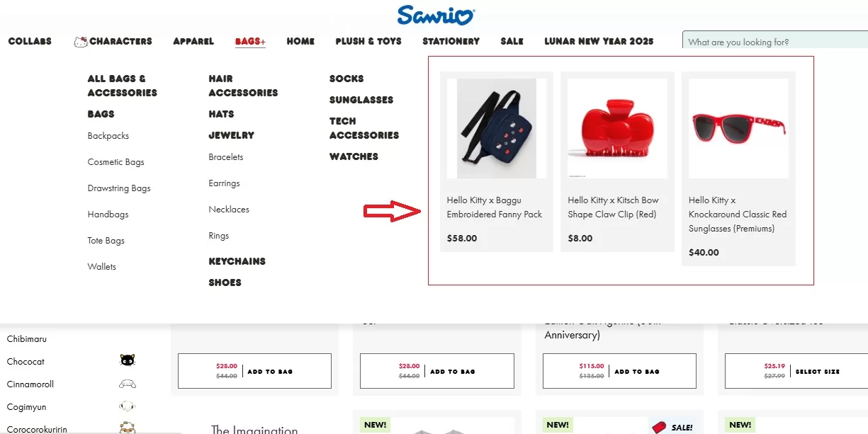 Sanrio: Top Shopify Dropshipping Store for Toys Navigation Bar Recommendation