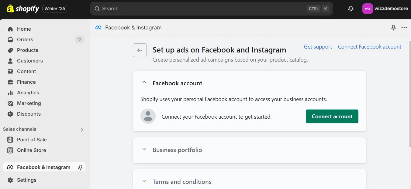 Install and Connect Shopify’s Meta Integration