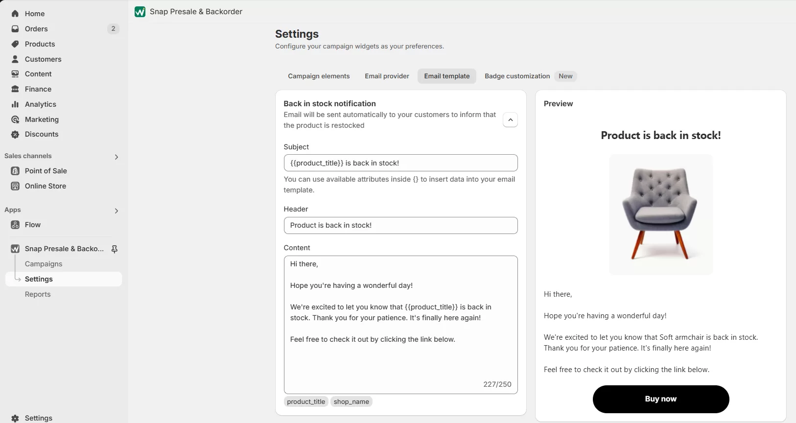 Customize The Pre-order Button, Notification Email, And Badge.​