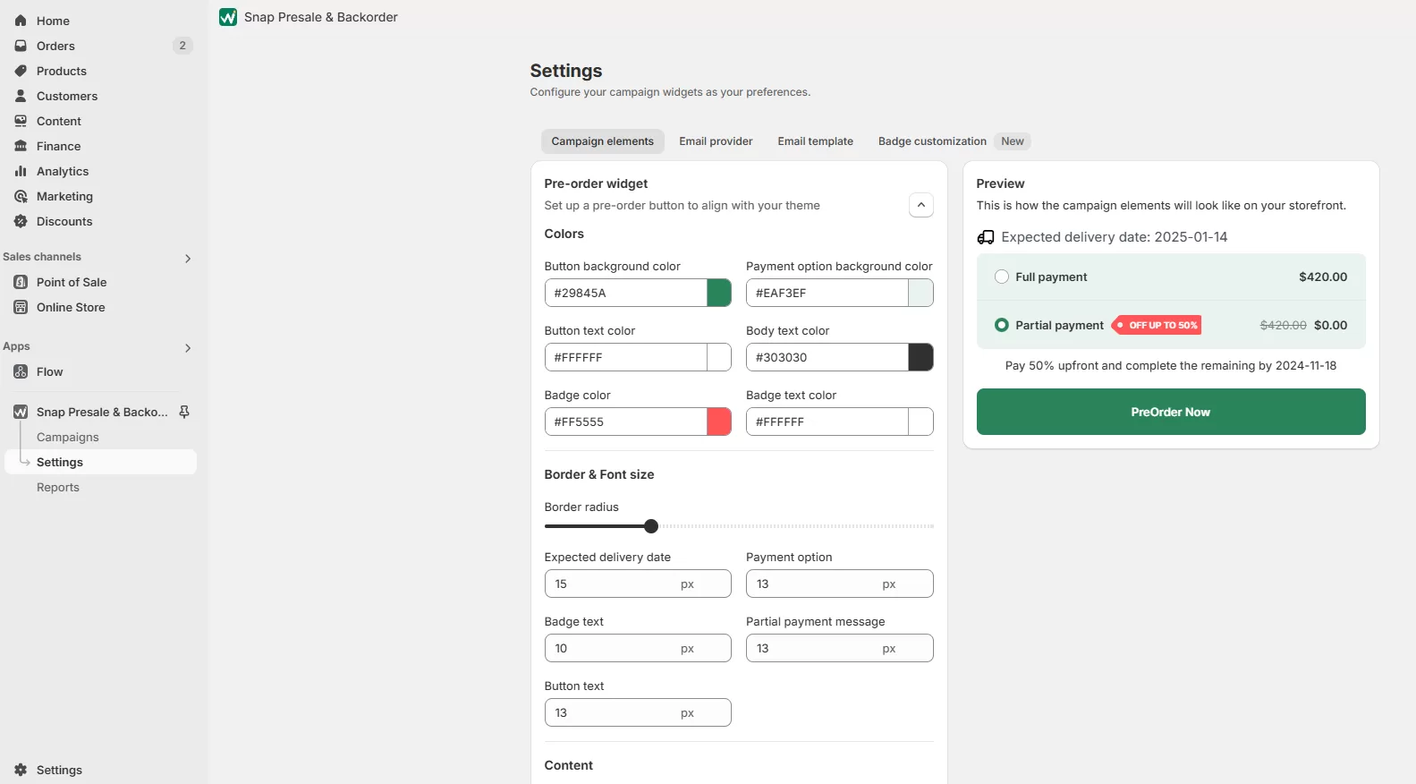 Customize The Pre-order Button, Notification Email, And Badge.​
