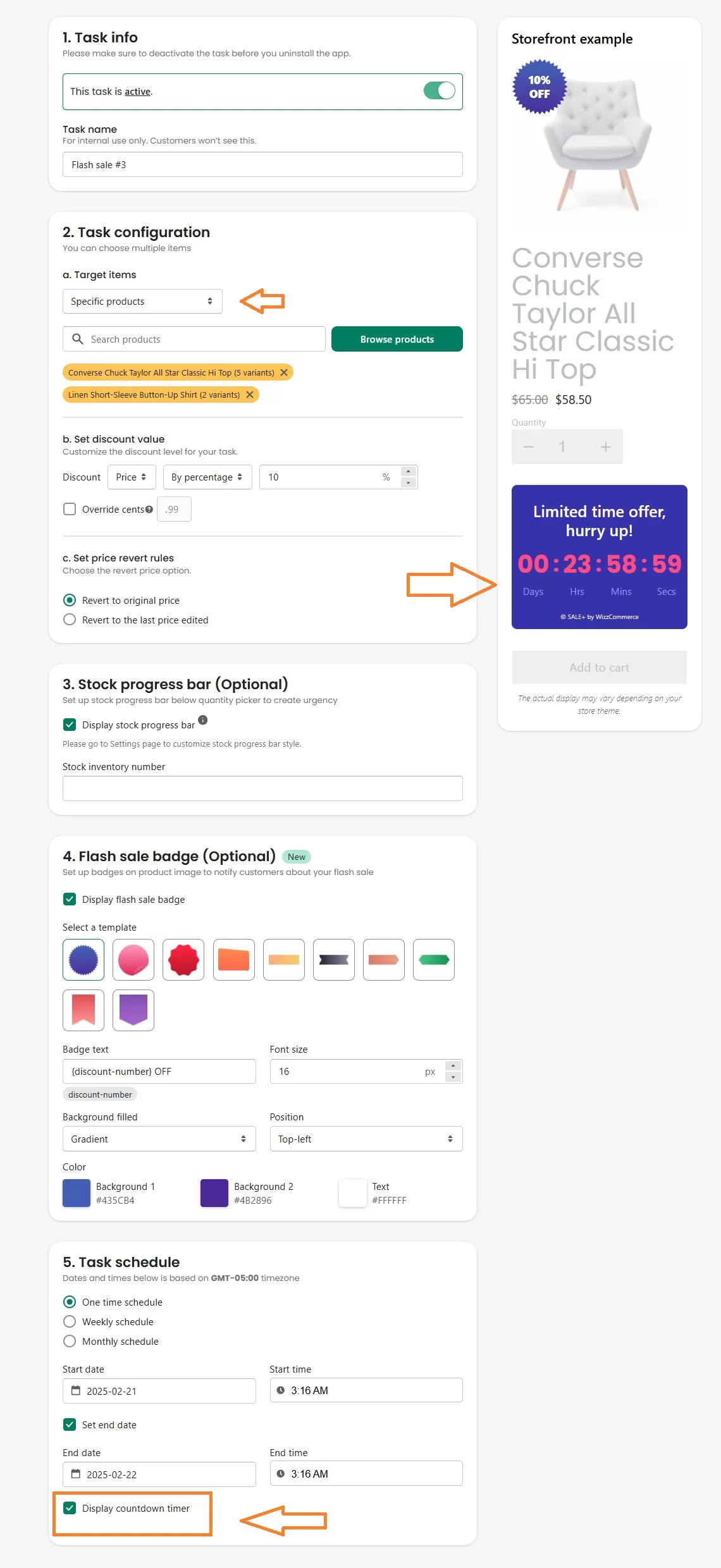 Set Up a Countdown Timer with the Wizz Flash Sale App​