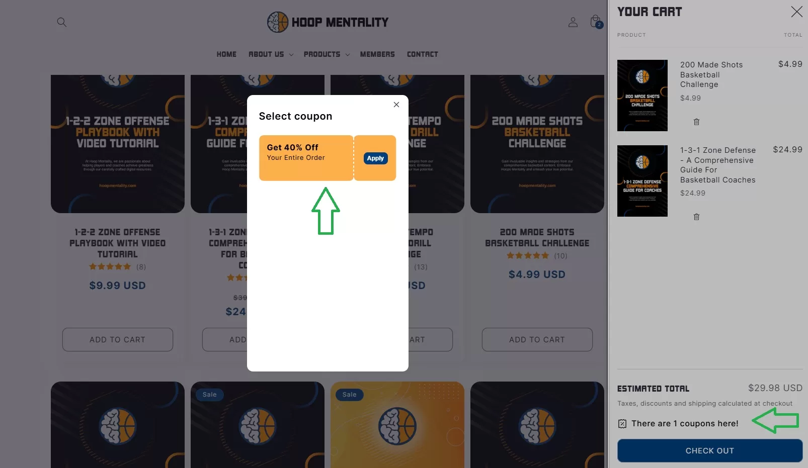3. Hoopmentality.com’s Coupon Pop-Up That Stops Cart Abandonment