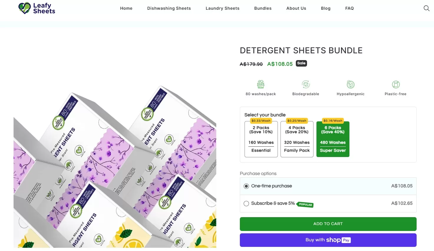 Shopify Volume discount example Of Leafy sheets