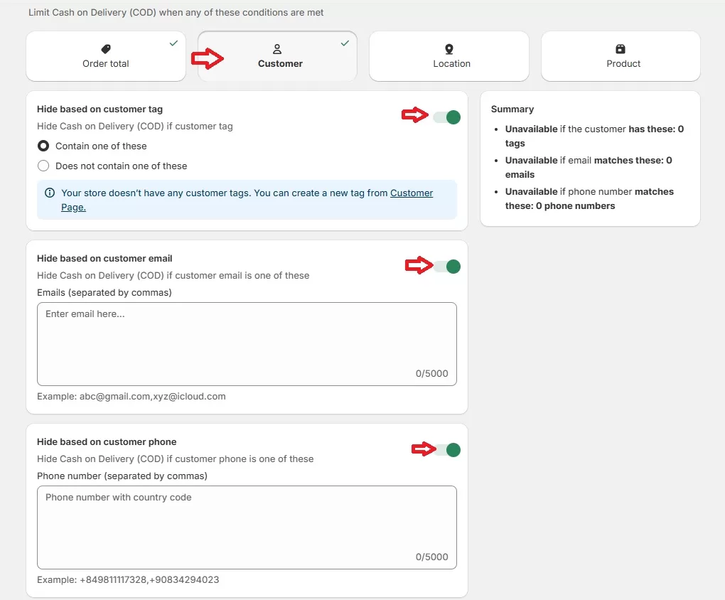 Setting a Limit COD for Particular Customer​s