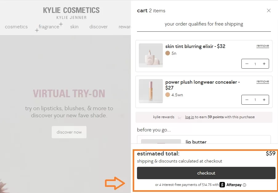Kylie Cosmetics integrates BNPL service by Afterpay on their checkout page